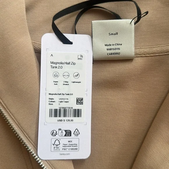 Varley Magnolia half zip tank 2.0 in Light Taupe - Picture 3 of 3